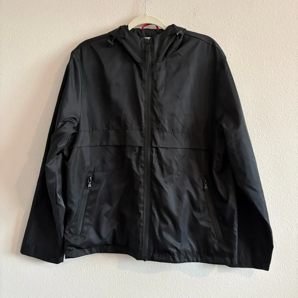 NWT Robert Graham Windbreaker Jacket Coat Full-Zip Hooded Men’s Medium Black